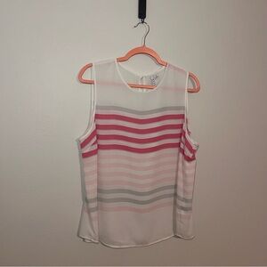 Elle‎ • Pink & Gray Striped Ombré Top